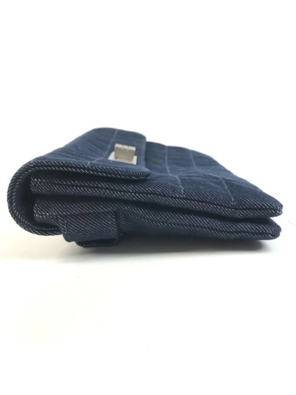 Chanel Clutch 2.55 Logo Choco Bar Denim Blue